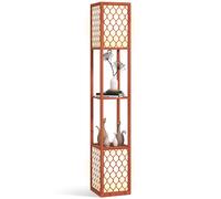 HOMCOM 2-Light Modern Floor Lamp with Shelves for Living Room - Bedroom - Brown | TJ Hughes