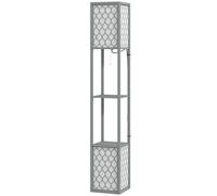 HOMCOM 2-Light Modern Floor Lamp with Shelves for Living Room, Bedroom, Grey
