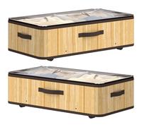 HOMCOM 2 Pack 60L Under Bed Storage, Underbed Storage Box, Natural HOMCOM Natural