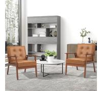 Homcom 2 Pack Accent Chair Pu Leather Armchair For Living Room Brown Brown One Size