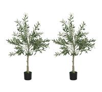 HOMCOM 2 Pack Indoor Artificial Plants, Faux Potted Silk Olive Trees, 150cm