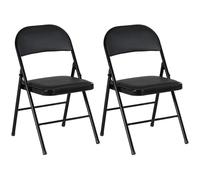 HOMCOM 2 Pack Padded Folding Chairs with Cushioned Seat and Metal Frame Black