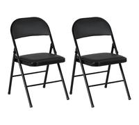 Homcom 2 Pack Padded Folding Chairs With Cushioned Seat And Metal Frame Black