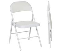 HOMCOM 2 Pack Padded Folding Chairs With Cushioned Seat And Metal Frame White - White | TJ Hughes