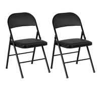 HOMCOM Set of Two Steel Folding Chairs with Cushioned Seat and Metal Frame - Black, Black