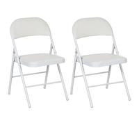 HOMCOM Set of Two Steel Folding Chairs with Cushioned Seat and Metal Frame - White, white