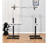 Homcom 2 Pairs Barbell Squat Rack Portable Stand Weight Lifting With Wheels In Black Black Standard