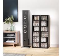 HOMCOM 2pk CD Media Display Tower Units Adjustable Shelves, Black