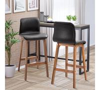 Homcom 2 Pcs 93Cm Faux Leather Bar Stools Wooden Frame Footrest Padding In Brown Brown One Size