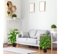 Homcom 2 Pcs Artificial Evergreen Tree Fake Plant In Pot Indoor Outdoor Green One Size