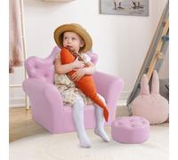 Homcom 2 Pcs Kids Sofa And Ottoman Child Size Armchair For Girls Age 3 -5 Pink