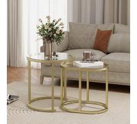 Homcom 2 Pcs Modern Coffee Table With Tempered Glass Side Tables Clear