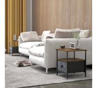 Homcom 2 Pcs Side Table Nightstand Coffee Table W/ Drawer Rustic Brown Brown One Size