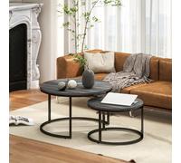 Homcom 2 Piece Stacking Coffee Table Set Steel Frame, none