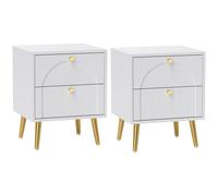 HOMCOM 2-Piece Bedside Tables Set with 2 Drawers for Bedroom, White