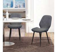 Homcom 2 Piece Kitchen Chairs, Fabric Dining Chairs With Steel Legs In Grey Grey One Size