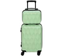 HOMCOM 2-Piece Luggage Set, ABS Hard Shell Carry On Suitcase Set with TSA Lock, USB Port, Spinner Wheels, 12/20 inch, Green