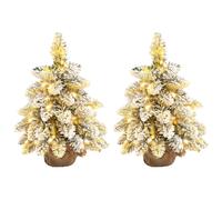 HOMCOM 2 Piece Mini Artificial Christmas Trees Flocked Tabletop Xmas Trees