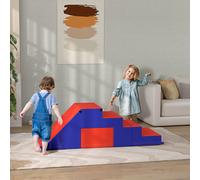 Homcom 2-piece Soft Play Set, Baby Foam Climber Block For Toddler, Dark Blue, Blue