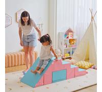 HOMCOM Soft Play Set, 2 Piece Baby Foam Blocks Climb and Crawl Activity Toys, Toddler Soft Play Equipment for 1-3 Years, Pink Blue