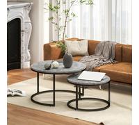 Homcom 2 Piece Stacking Coffee Table Cement-effect Top, none