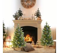 Homcom 2 Pieces 3' Prelit Artificial Tabletop Christmas Trees, Led Display