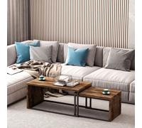 HOMCOM Industrial Style Set of 2 Coffee Tables, Brown