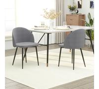 HOMCOM Modern Upholstered Fabric Bucket Seat Dining Chairs Set of 2 - Grey