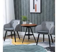 HOMCOM Modern Upholstered Fabric Bucket Seat Dining Armchairs Set Of 2 Grey, Grey
