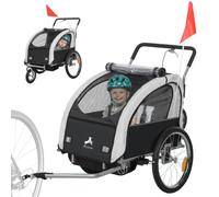 HOMCOM 2 Seat Bike Trailer for Kids 5 Point Harness for 18+ Months Black