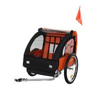 HOMCOM 2 Seat Bike Trailer Wagon Steel Frame Orange Black 130 x 76 x 88 cm