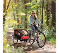 HOMCOM 2 Seat Bike Trailer with 5 Point Harness, for 18+ Months, Red
