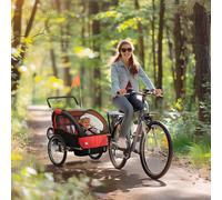 HOMCOM 2 Seat Bike Trailer with 5 Point Harness, for 18+ Months in Red HOMCOM Red
