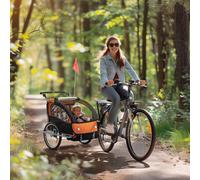 Homcom 2 Seat Bike Trailer With 5 Point Harness, For 18+ Months, Red