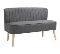 HOMCOM 2 Seater Fabric Sofa, Compact Loveseat with Wooden Legs, Cat Scratch Resistant, Grey Aosom UK