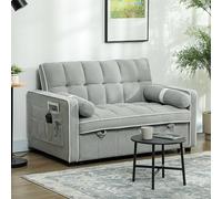 Homcom 2 Seater Pull Out Sofa Bed With Adjustable Backrest, Light Grey