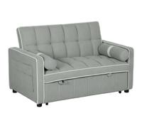 HOMCOM Convertible 2 Seater Sofa Bed, Click Clack Pull Out Sofa Bed in Light Grey HOMCOM Light Grey