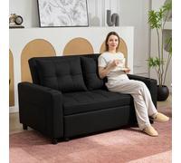 HOMCOM 2 Seater Pull Out Sofa Bed with Pockets for Living Room Black HOMCOM Black