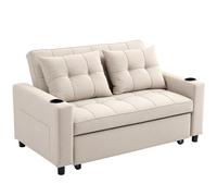 HOMCOM 2 Seater Pull Out Sofa Bed with Pockets for Living Room Dark Blue