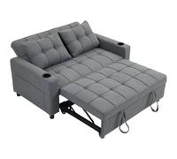 Homcom 2 Seater Pull Out Sofa Bed With Pockets For Living Room Dark Grey