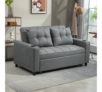 Homcom 2 Seater Pull Out Sofa Bed With Pockets For Living Room In Dark Grey Dark Grey One Size