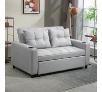 Homcom 2 Seater Pull Out Sofa Bed With Pockets For Living Room In Light Grey Light Grey One Size