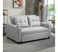 Homcom 2 Seater Pull Out Sofa Bed With Pockets For Living Room In Light Grey Light Grey