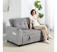 Portland 2 Seater Light Grey Pull Out Sofa Bed - Wilko