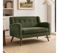 HOMCOM 2 Seater Sofa, 118 cm Corduroy Small Loveseat Sofa, Dark Green