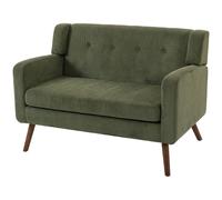 Homcom 2 Seater Sofa, 118 Cm Corduroy Small Loveseat Sofa, Dark Green Dark Green