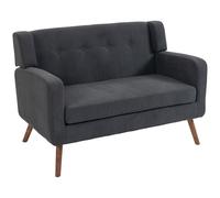 Homcom 2 Seater Sofa, 118 Cm Corduroy Small Loveseat Sofa, Dark Grey Dark Grey