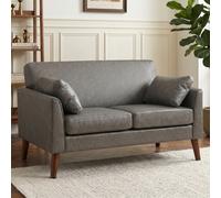 HOMCOM 2 Seater Sofa, 132 cm Modern Small Sofa with Solid Wood Legs, Grey