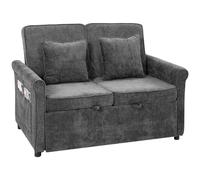 HOMCOM 2 Seater Sofa Bed 3-in-1 Convertible Chenille Pull Out Sleeper Sofa with 5-Position Adjustable Backrest, Grey