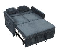 HOMCOM 2 Seater Sofa Bed 3-in-1 Convertible Chenille Pull Out Sleeper Sofa with 5-Position Adjustable Backrest, Dark Blue